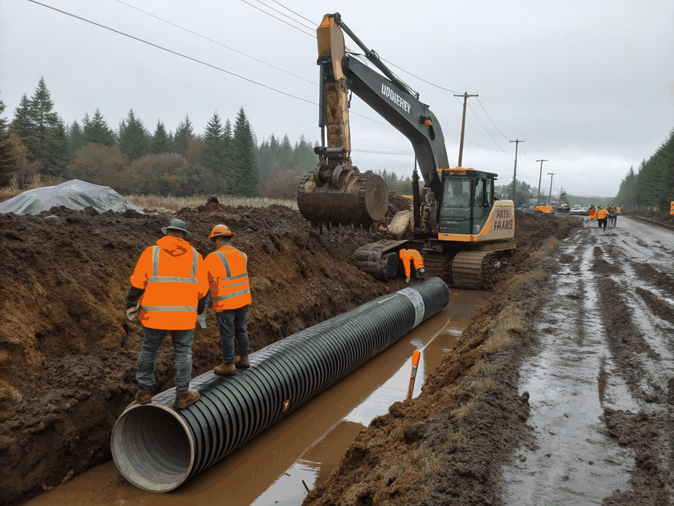 Drainage installation and ground preparation