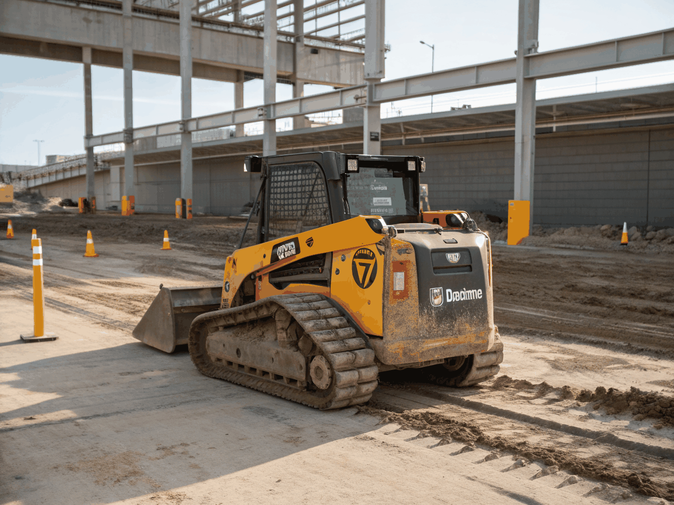 Heavy grading equipment on prepared ground